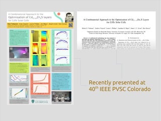 Recently presented at 
40th IEEE PVSC Colorado 
 