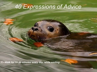 R.B. 40 Expressions of Advice 1 .- Walk for 10-30 minutes every day, while smiling.  