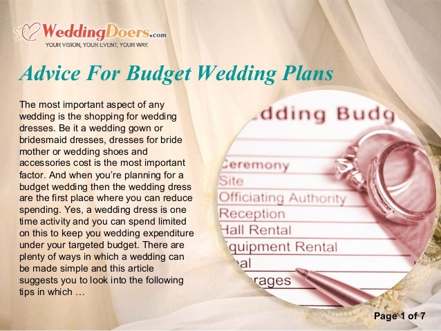 wedding plans on a budget