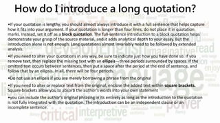 Quotation Altering Advice on academic writing | PPTX