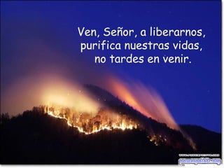 Ven, Señor, a liberarnos, purifica nuestras vidas,  no tardes en venir. 