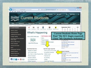 Current Students Home Page
Find “My SCC (login required)
Click “My Quarterly Schedule”
 