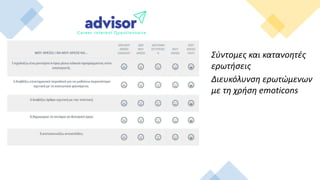 Σύντομες και κατανοητές
ερωτήσεις
Διευκόλυνση ερωτώμενων
με τη χρήση emoticons
 