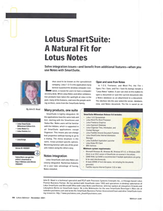 Lotus SmartSuite - A Natural Fit for Lotus Notes