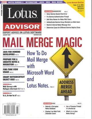 Lotus Advisor - August 2002 - Mail Merge Magic
