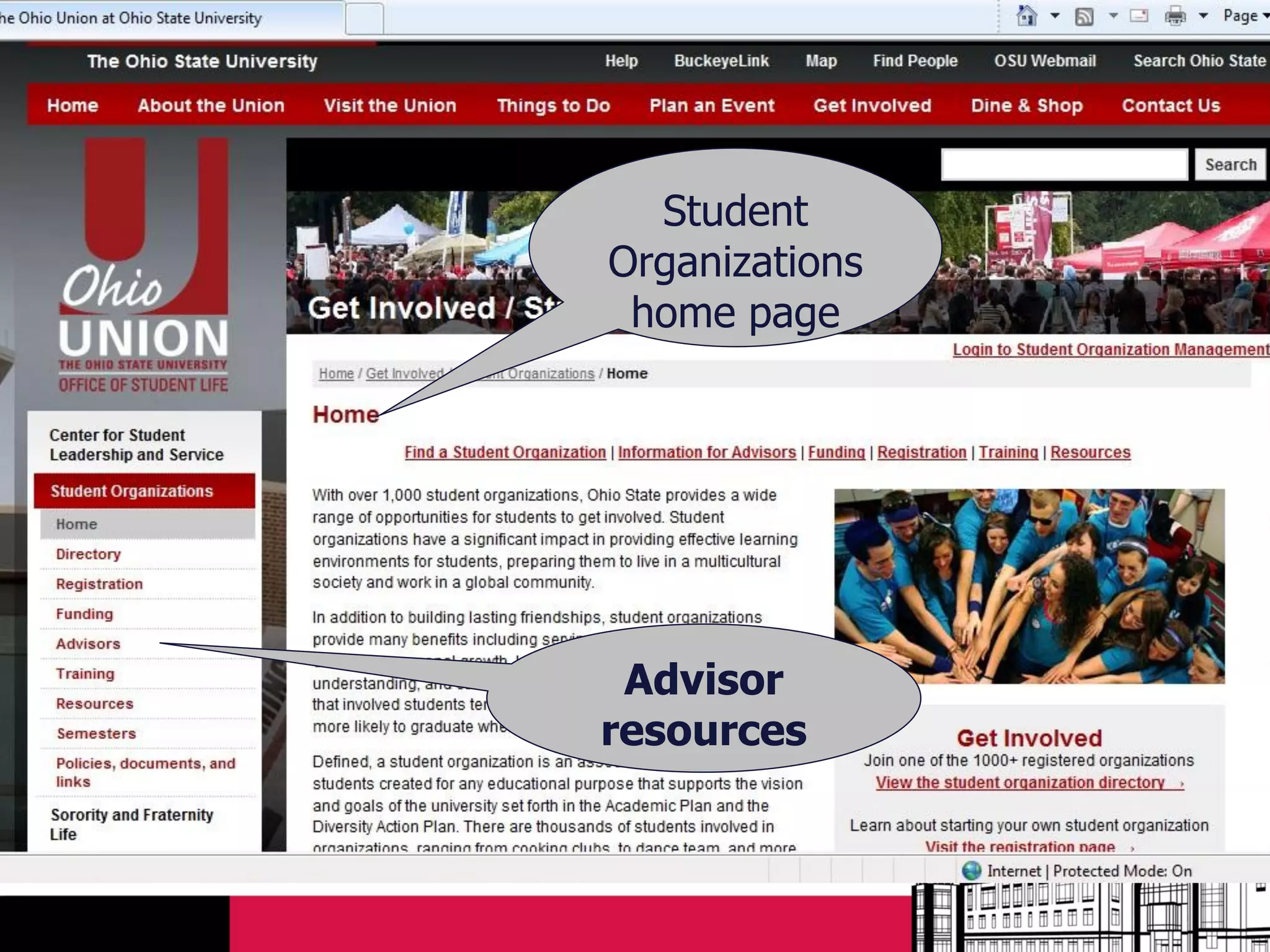 Student
Organizations
 home page




 Advisor
resources
 