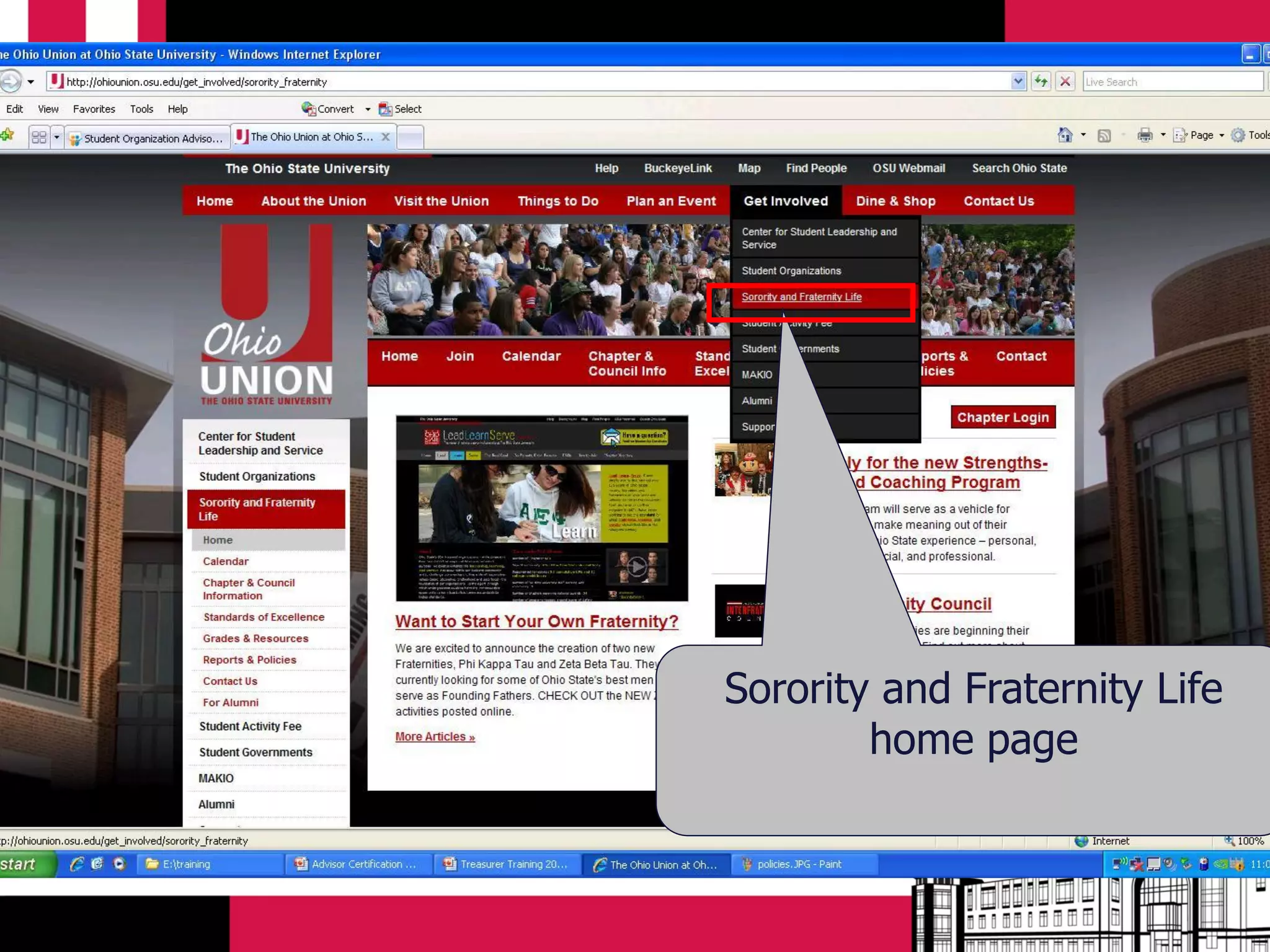 Sorority and Fraternity Life
        home page
 
