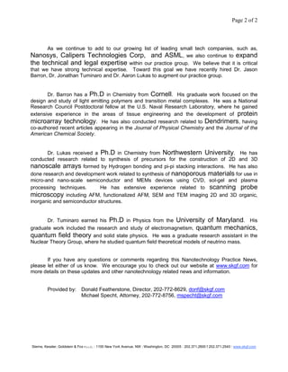 SKGF_Advisory_Nanotechnology Practice News_2005