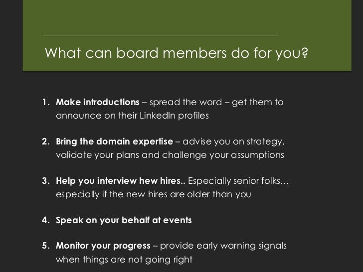 Advisory board members how to