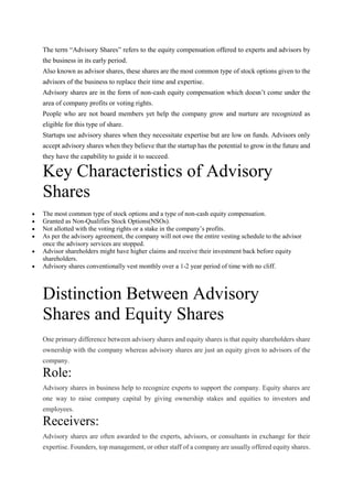 Advisory Shares and its Valuation A Complete Guide | PDF