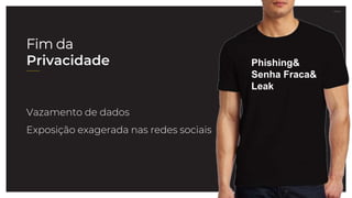 27.07.21
Fim da
Privacidade
Vazamento de dados
Exposição exagerada nas redes sociais
Phishing&
Senha Fraca&
Leak
 
