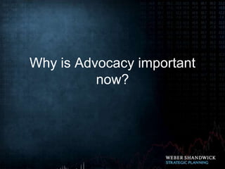 Why is Advocacy important
          now?
 