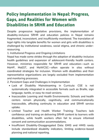Sexual and Reproductive Health Rights (SRHR) of Women with Disabilities ...