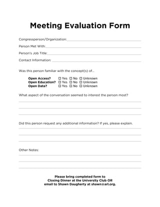 Advocacy Day Meeting Evaluation Form | PDF