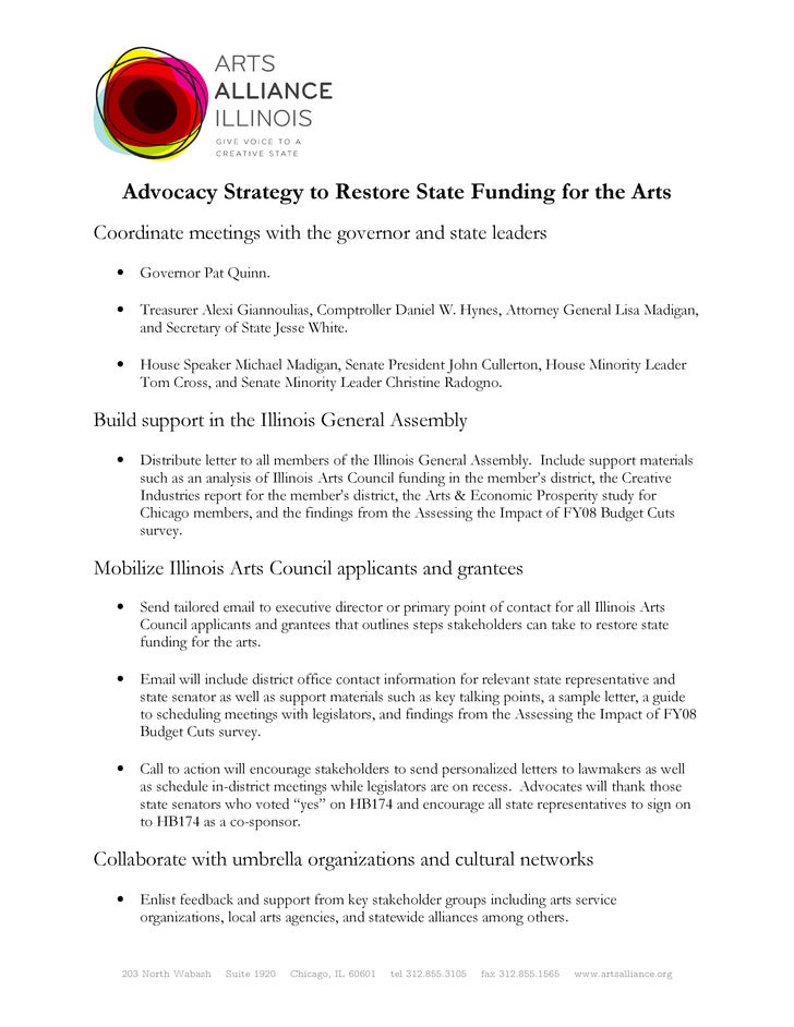 Advocacy Strategy To Restore State Funding For The Arts Advocacy Strategy To Restore State Funding For The Arts