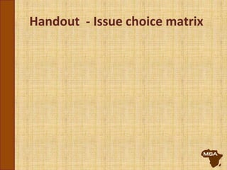 Handout - Issue choice matrix
 
