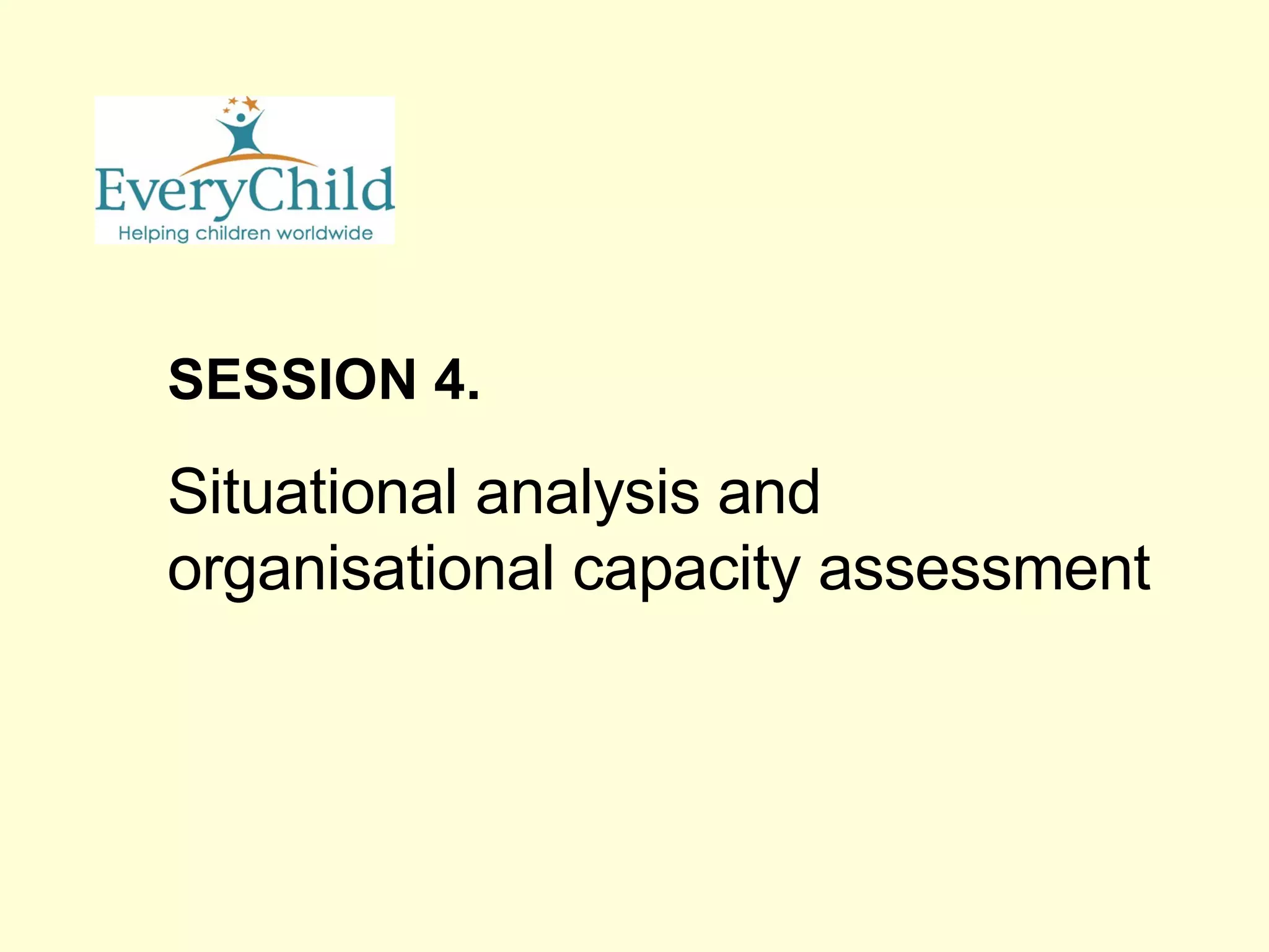 SESSION 4. Situational analysis and organisational capacity assessment 