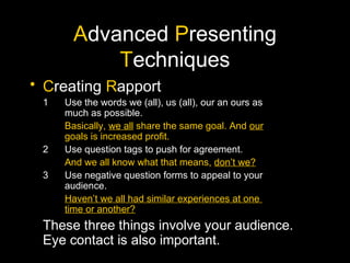 Advanced Presentation Techniques | PPT