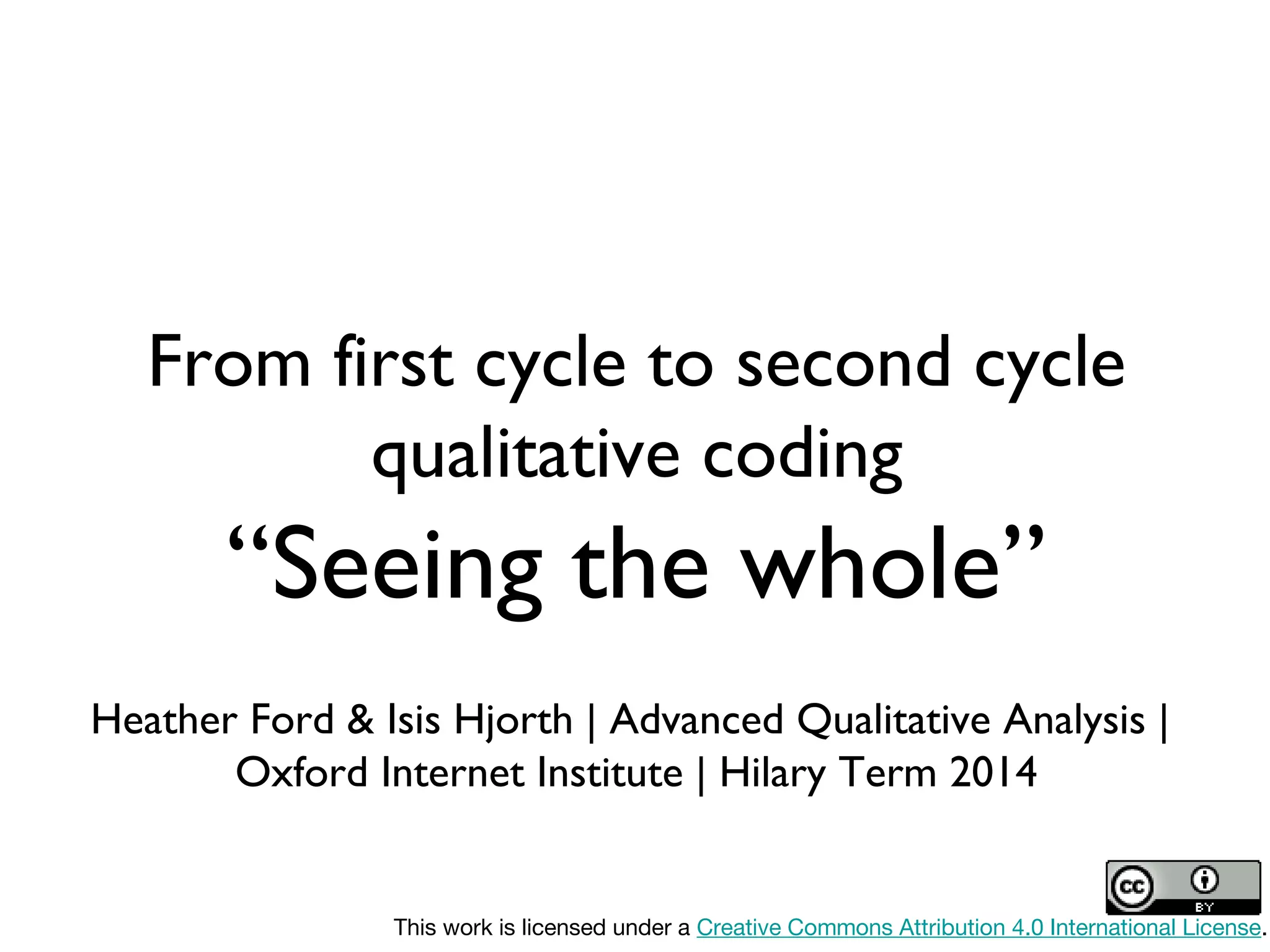 From first cycle to second cycle qualitative coding: 