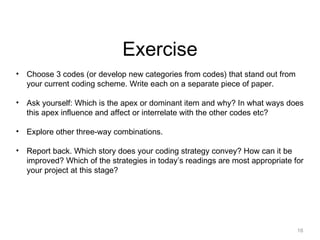 From first cycle to second cycle qualitative coding: "Seeing a whole" | PPT