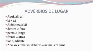 ADVÉRBIOS DE LUGAR - CLASES DE PORTUGUÉS | PDF