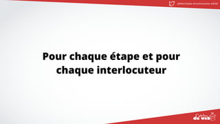 @MatinDigital #cantinenantes #ADW
Pour chaque étape et pour
chaque interlocuteur
 