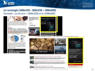 CONSEIL DIGITAL
ACHATS MÉDIAS
MÉDIAS SOCIAUX
31
Le rectangle (180x150 - 300x250 – 300x600)
Exemple : La vie eco – (300x250) et le (300x600)
Achats médias premium – Sites web à forte audience
 