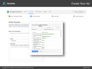 Copyright © The Digital Group (T/DG) 2017 All rights reserved CMMI Level 5Copyright © The Digital Group (T/DG) 2017 All rights reserved CMMI Level 5
Create Your AdTRAINING
 