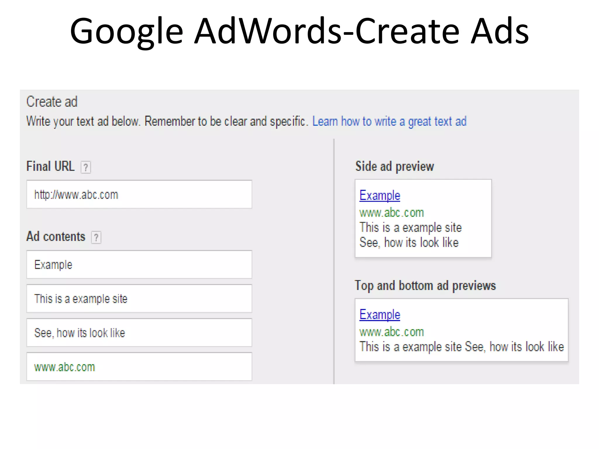 Google AdWords-Create Ads
 