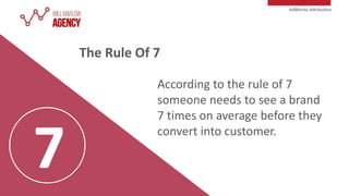 AdWords Attribution
According to the rule of 7
someone needs to see a brand
7 times on average before they
convert into cu...