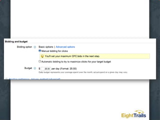 Create an Account the Right Way the First TimeUse the Load Settings option to choose Search Network OnlyName your campaignSet your LocationsSet your LanguagesLeave the Networks and Devices as it isLeave Bidding Options set to BasicChoose Manual BiddingSet Daily BudgetLeave Delivery Method set to StandardAd Extensions