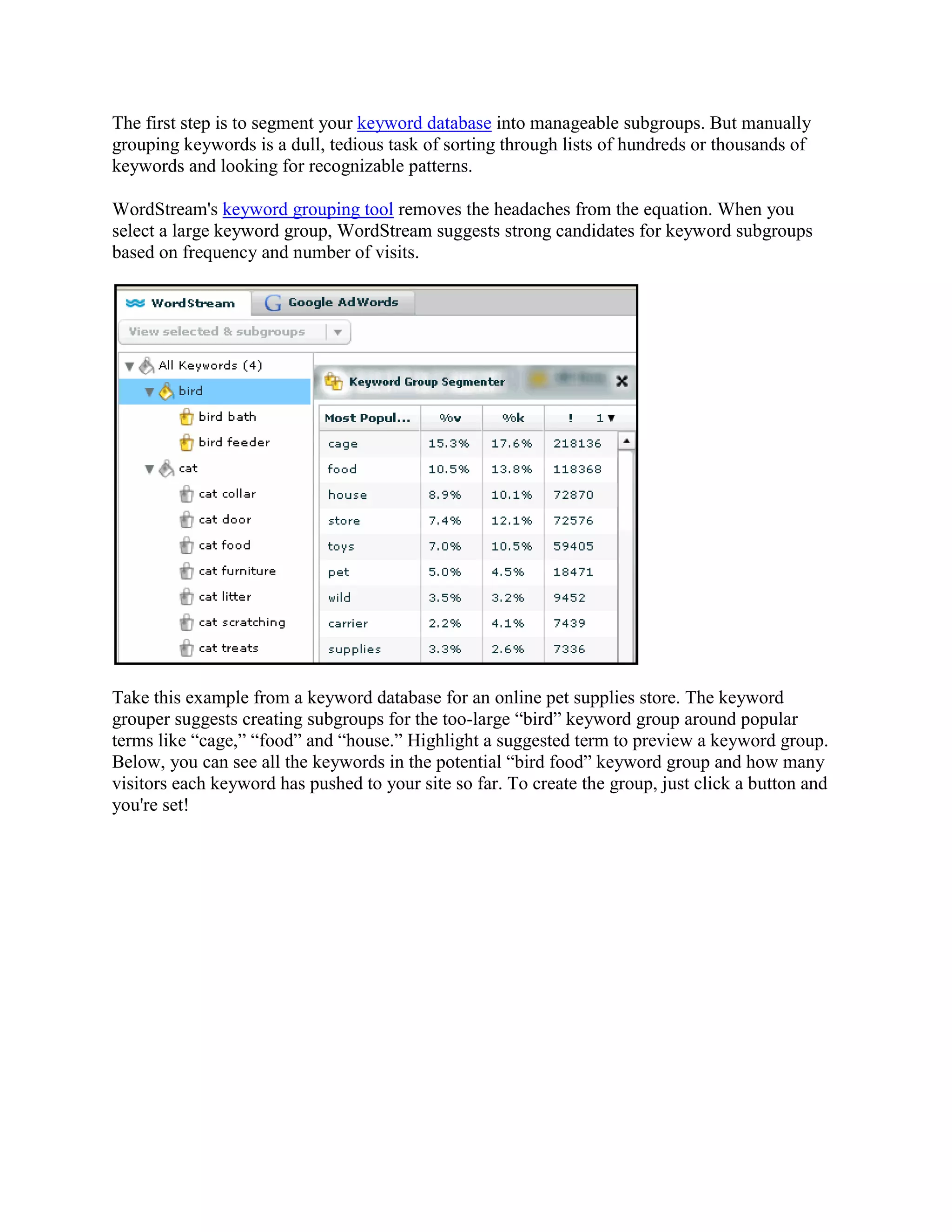 Adwords Keyword Grouping