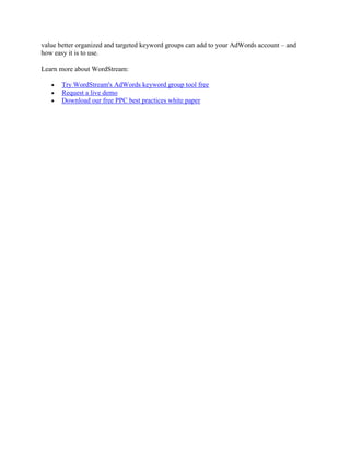 Adwords Keyword Grouping