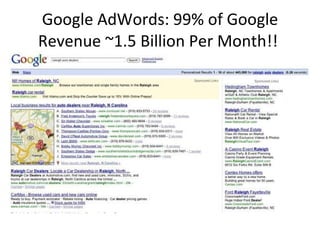 Google AdWords: 99% of Google Revenue ~1.5 Billion Per Month!!  