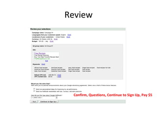 Review Confirm, Questions, Continue to Sign Up, Pay $5 