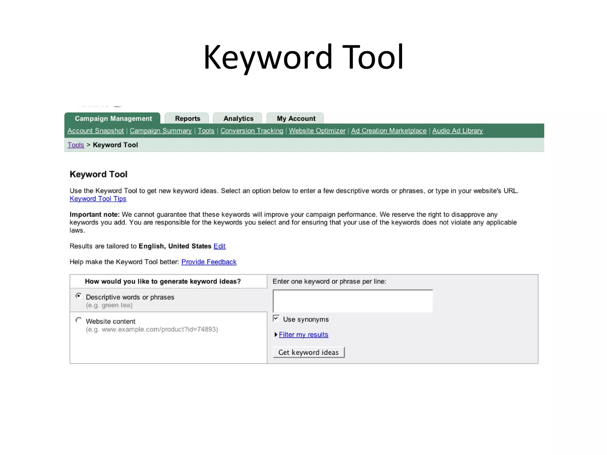 Keyword Tool
