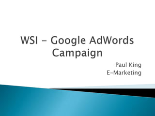 WSI - Google AdWords Campaign Paul King E-Marketing  