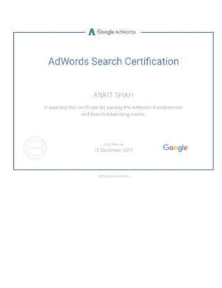 Ad words search certificate