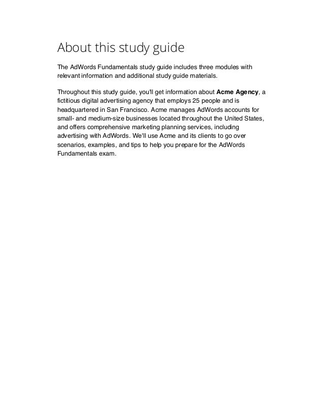 google adwords certification study guide pdf