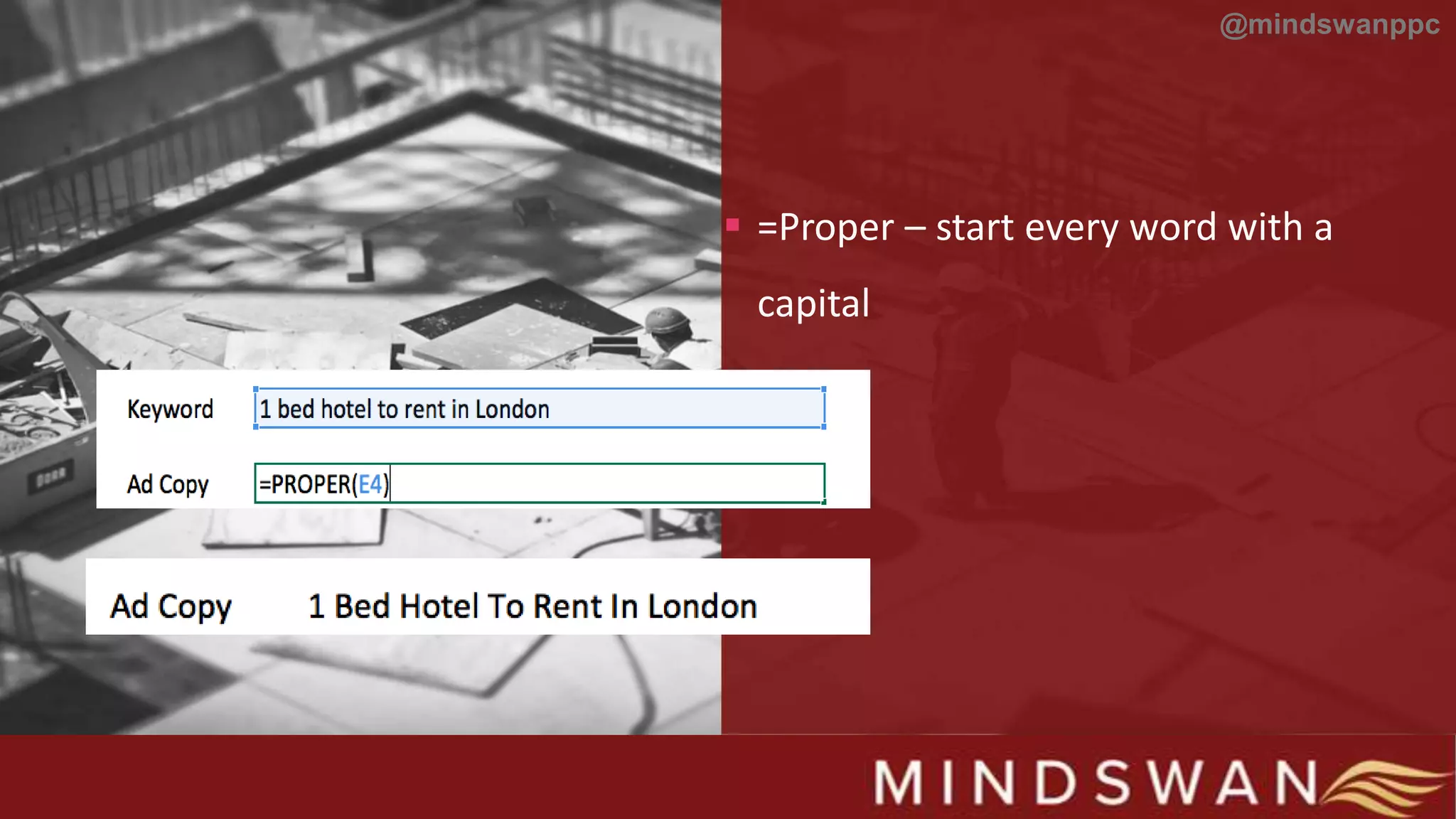  =Proper – start every word with a
capital
@mindswanppc
 