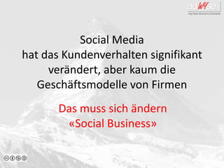 1
Jürg Wyss adwyse GmbH
Social Media hat das Kundenverhalten
signifikant verändert, aber kaum die
Geschäftsmodelle von Firmen
Ein Thema für Unternehmensberatungsfirmen?
16. Juni 2013
 