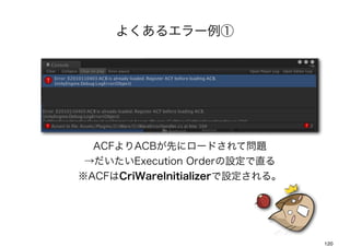 褯륨`




  ACFACBȤ˥`ɤƆ}
 Execution OrderOֱ
ACFCriWareInitializerO롣




                                 120
 