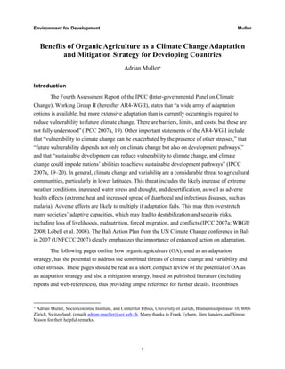 Benefits of Organic Agriculture as a Climate Change Adaptation and ...