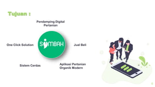 Tujuan :
6
One Click Solution Jual Beli
Sistem Cerdas
Pendamping Digital
Pertanian
Aplikasi Pertanian
Organik Modern
 