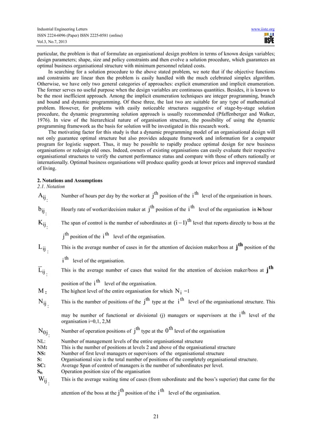A dynamic programming model for organisational designing | PDF