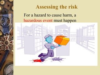 For a hazard to cause harm, a
hazardous event must happen
Assessing the risk
 