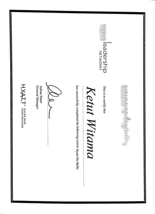 hyatt on skills certificate