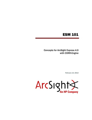 ESM 101
Concepts for ArcSight Express 4.0
with CORR-Engine
February 13, 2013
 
