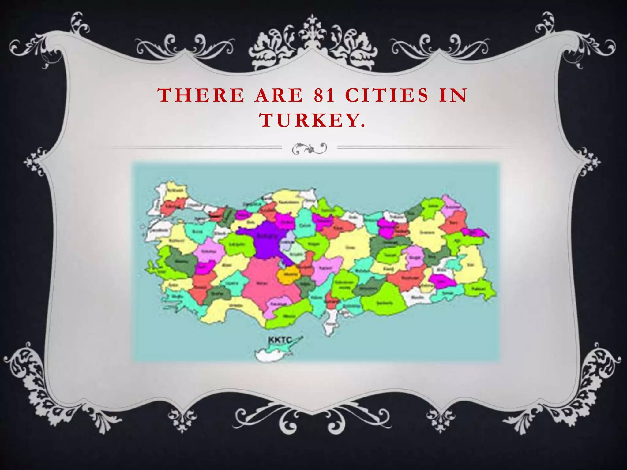THERE ARE 81 CITIES IN
TURKEY.