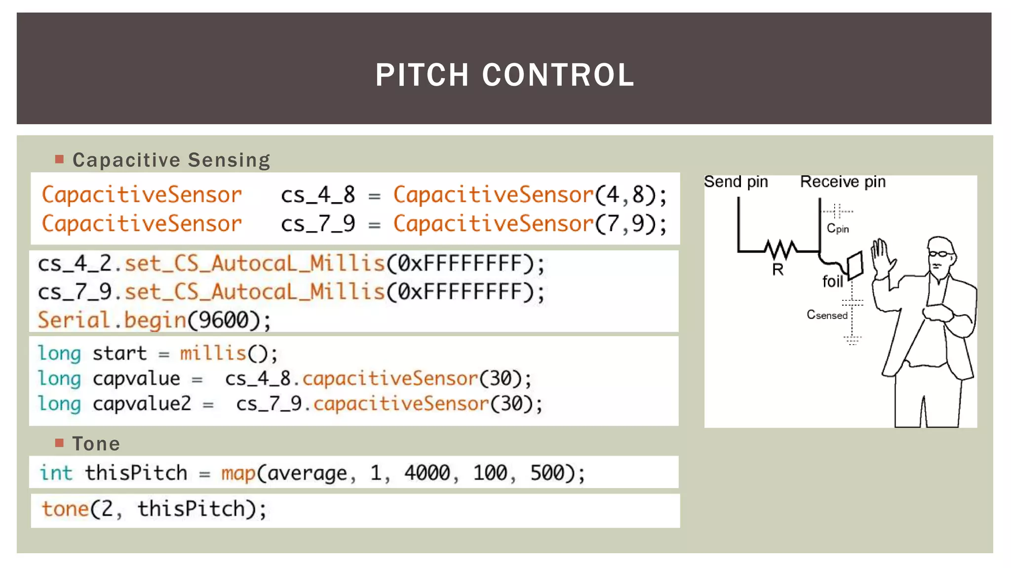  Capacitive Sensing
PITCH CONTROL
 Tone
 
